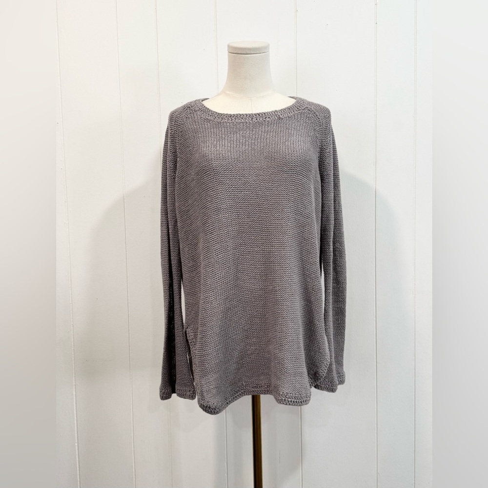 Ann Mashburn Knitted Braided Silver Pullover Sweater Medium Designer